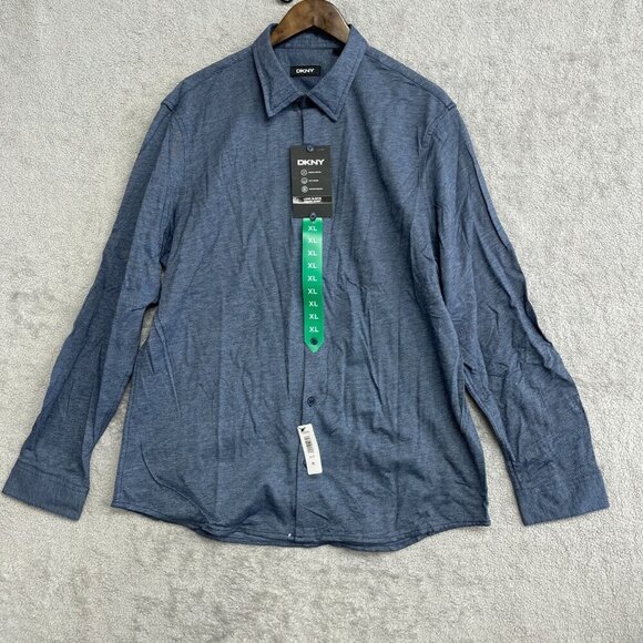 NEW DKNY Men's XL Long Sleeve Button down Sport Shirt Natural Stretch Blue - Picture 4 of 7